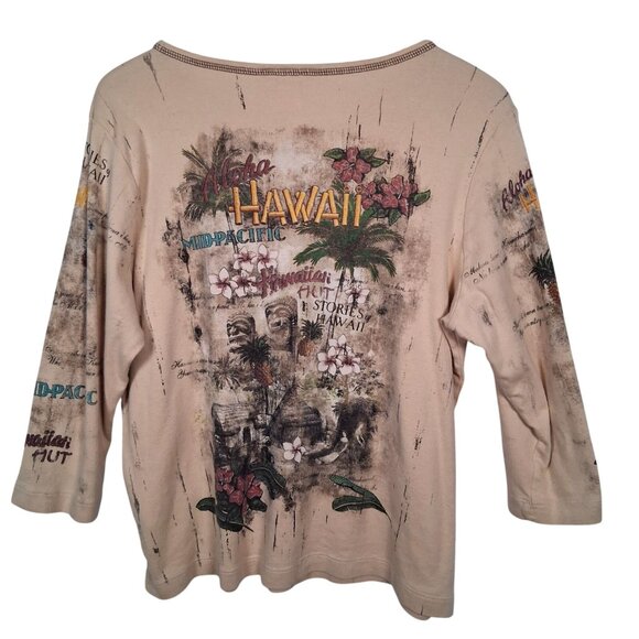 CJ Banks Hawaii Shirt Plus Size 1X Y2K Aloha Polynesian All Over Print Tiki - Picture 2 of 16